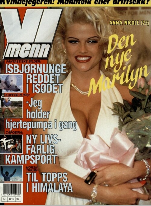 <b>FAVORITT I 1993:</b> Anna Nicole Smith hadde to cover på Vi Menn i løpet av noen få måneder.