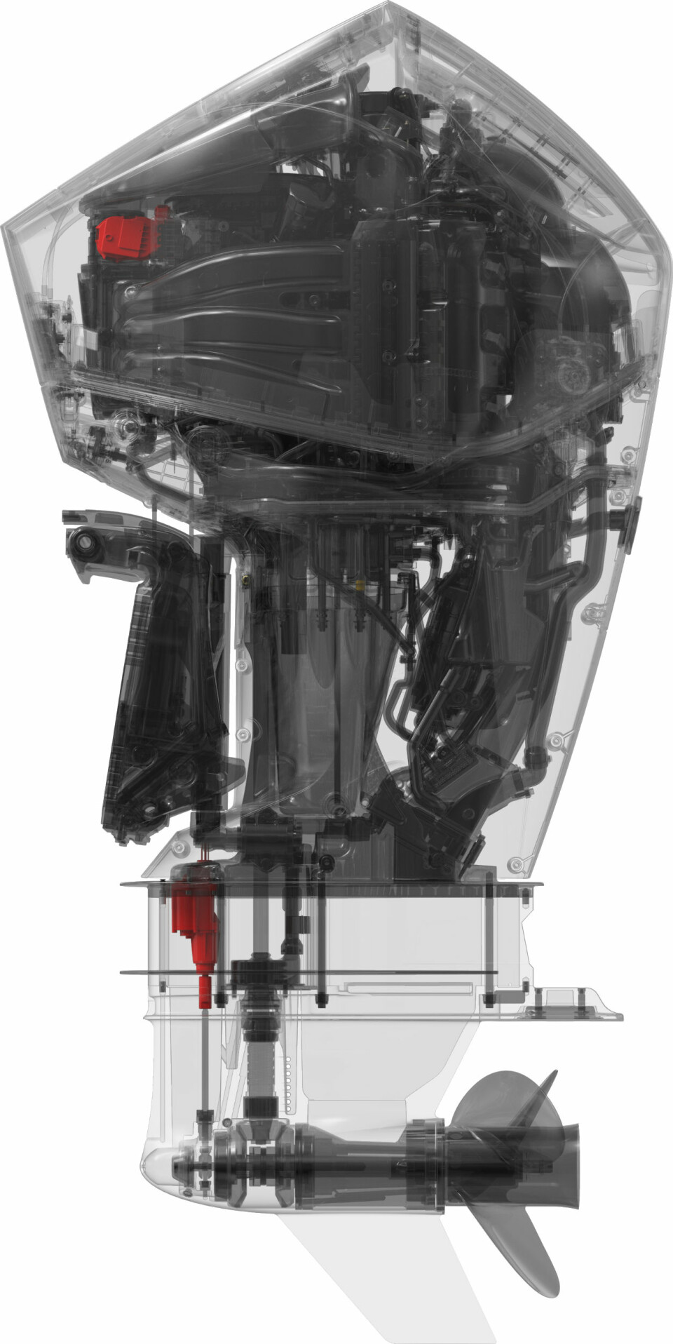 AVANSERT: Mye fin og smart motorteknikk er pakket inn i Mercurys V6-motor.