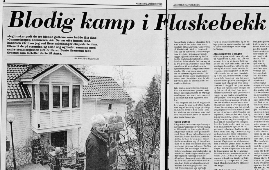 FORTALTE OM DEN BLODIGE HENDELSEN: I 1995 ble Karen Beate Granerud intervjuet avisen Amta. Hun var 15 år da Gestapo raidet huset Gammeltorpet der Corncrake-senderen var gjemt.