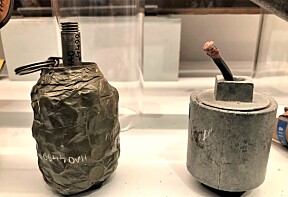 HÅNDGRANATER LAGET UNDER KRIGEN: Et par eksempler på en rekke ulike granattyper som ble laget av Hjemmefronten.