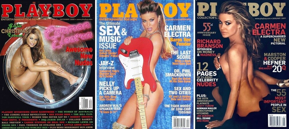 <b>COVERJENTE:</b> Hele tre Playboy-covere ble det på Carmen Electra.