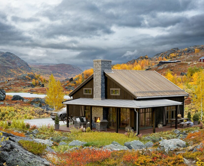 HYTTESERIE: Boblebu har vært en viktig inspirasjonskilde til Halvor hyttekolleksjon med Boligpartner. Her er hytta Lun fra Lengt-serien.