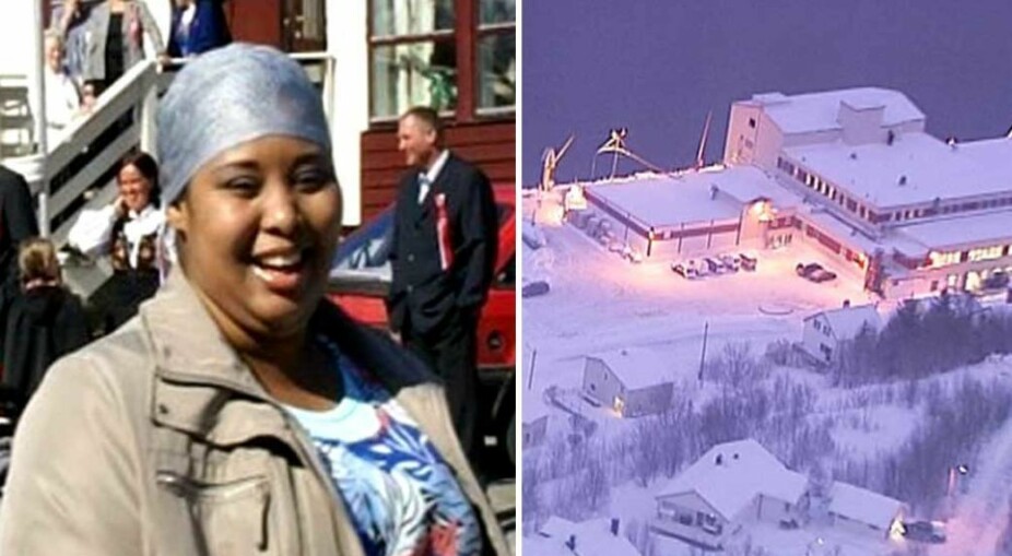 DREPT AV EKTEMANNEN: Den somaliske kvinnen var 28 år gammel da hun ble drept i familiens bolig i bygda Torsken. Liket ble funnet i en bil utenfor Gryllefjord fryseri, t.h.