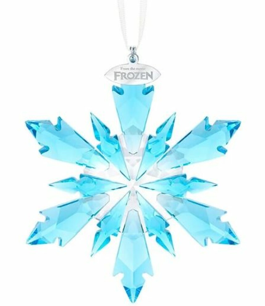 FROZEN: Swarovskis blå juletrepynt koster 1350 kroner hos krystallverden.no.