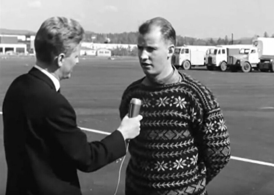 <b>FIASKO:</b> Bjørn Staib forklarte sin pol-fiasko for åpen mikrofon på Fornebu. Drømmen om polar triumf endte i tragedie.