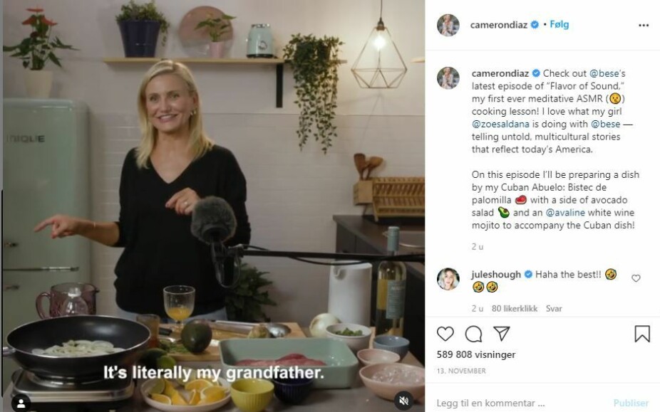 NÅ: Cameron Diaz har tilsynelatende forlatt skuespillerkarrieren for å heller satse på blant annet økologisk vin og matlaging i sosiale medier i stedet.