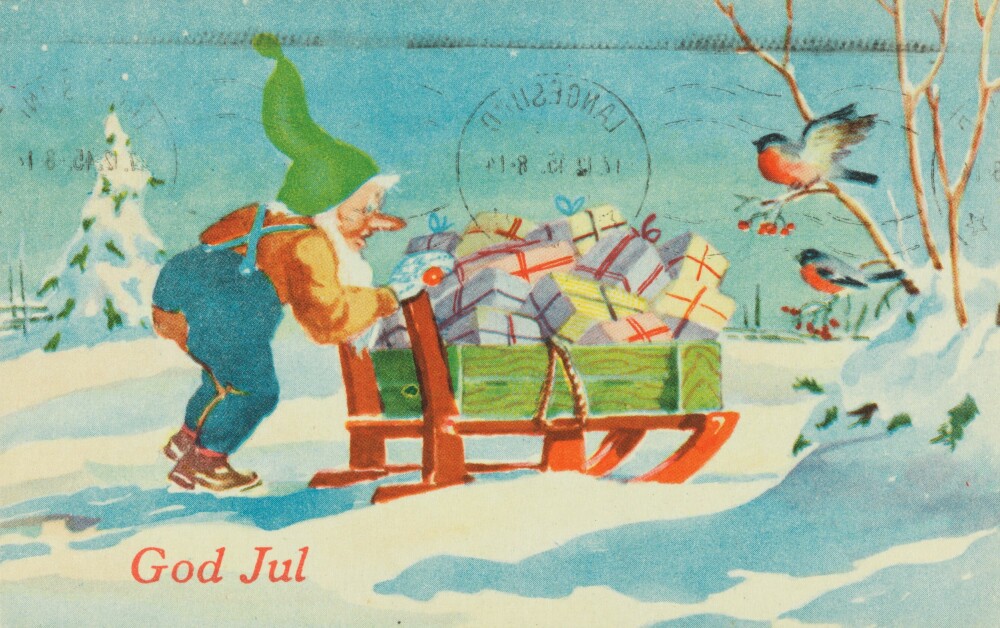 <b>POSTEN SKAL FREM!:</b> Tross for forbudet mot julekort som kunne provosere tyskerene, ble mange sendt og mottatt. Her Paul Lillo-Stenbergs nisse som bare har byttet fargen på lua. 