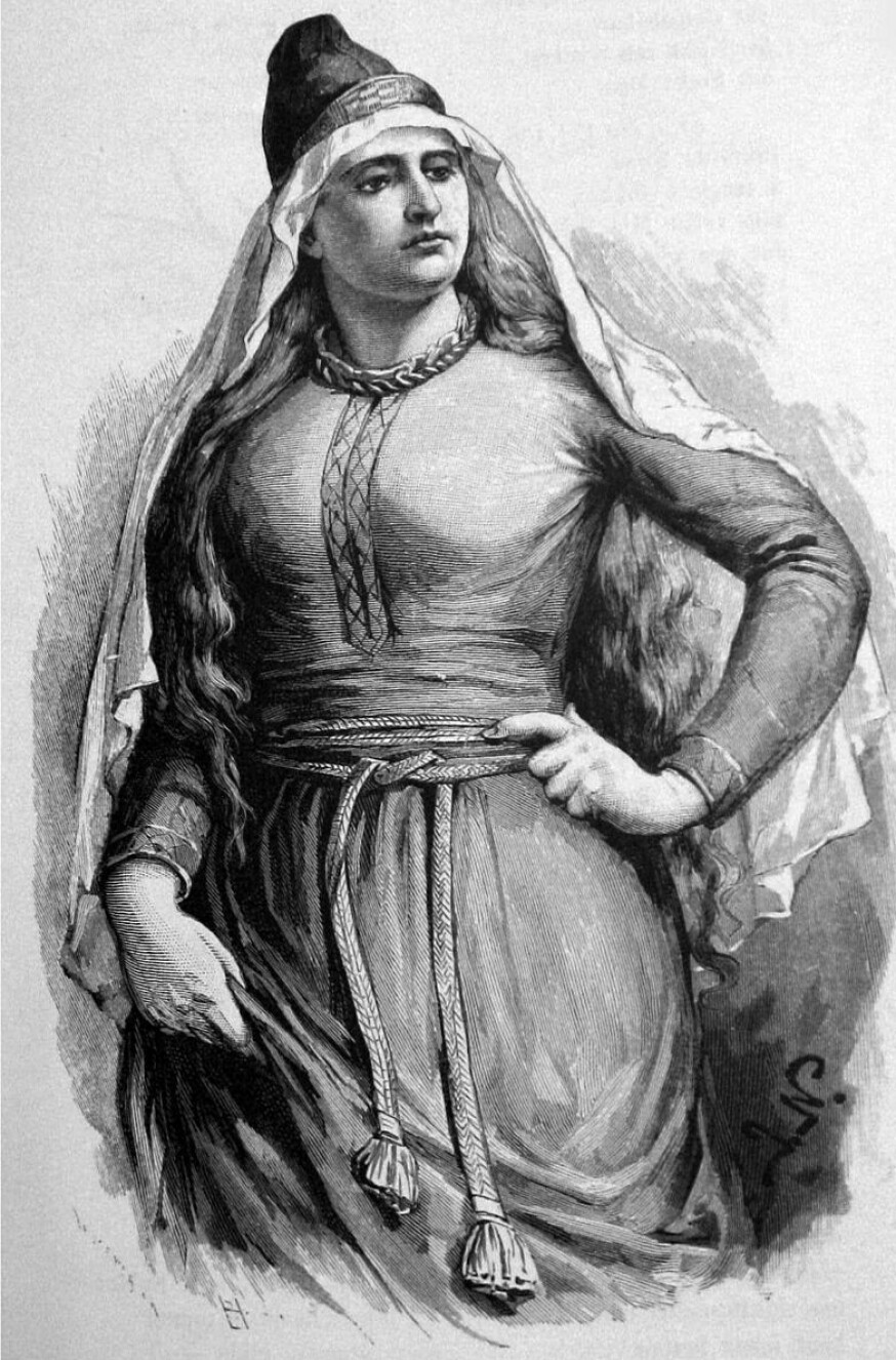 FRIGG: Ifølge en myte velsignet den norrrøne gudinnen Frigg mistelteinen, slik at alle som gikk under den skulle få et kyss. Her er Frigg slik den svenske kunstneren Jenny Nyström forestilte seg henne i Snorres Edda fra 1893.