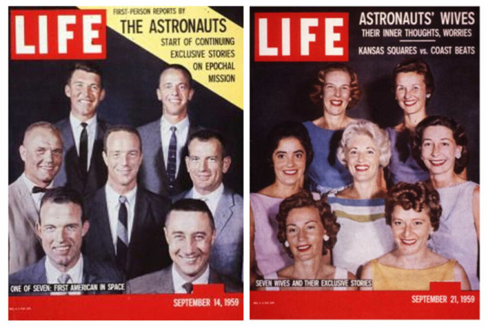 <b>KJENDISLIV:</b> De skulle til stjernene, og de ble stjerner selv. I Life Magazine kunne amerikanerne lese alt om astronautene og deres koner. 