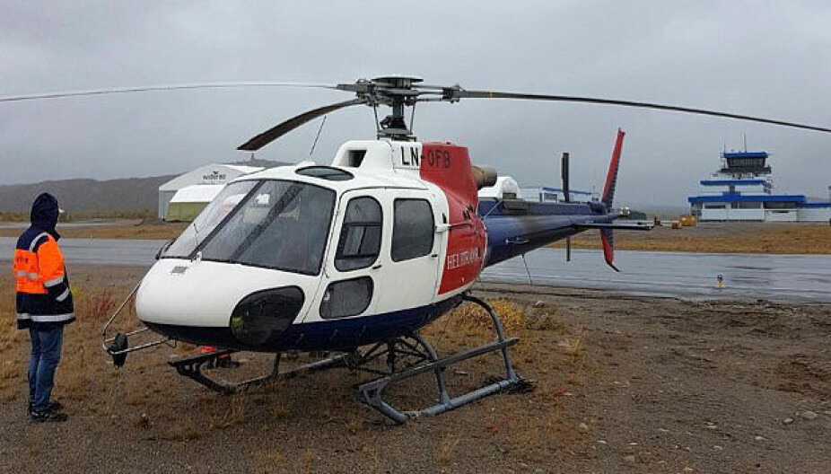 KALDE GUFS: I dette helikopteret jaktet Nasjonal kommunikasjonsmyndighet kilden til GPS-sabotasjen i Finnmark.