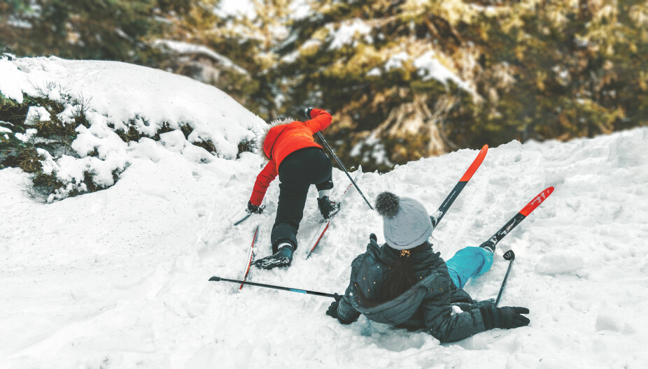 SKI PÅ BEINA: Barn på skitur innebærer gjerne mye knall og fall. Det må erfarne skigåere tåle og ta hensyn til, oppfordrer Skiforeningen.
