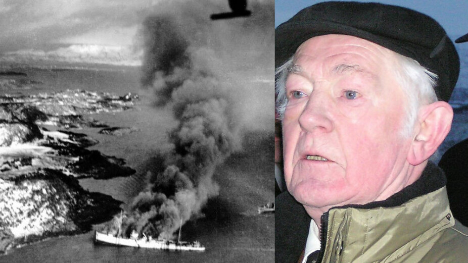 MASSAKRE: Angrepet på fangetransportskipet og de tre fartøyene som fulgte med sørover, ble fotografert av pilotene på jagerflyene og stupbomberne som kom fra et britisk hangarskip.