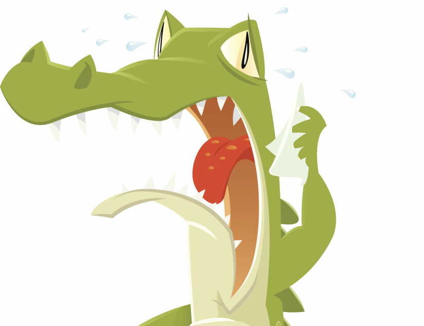 Nei, krokodilletårer betyr ikke at man gråter mye – det spiller på at man gråter for å tjene seg selv.