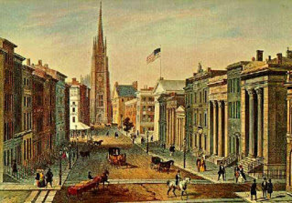 <b>STARTSTEDET:</b> I 1840-årene var Wall Street bare i starten av sin historie som finanssentrum. Peder fra Odalen vanket i disse gatene allerede da.