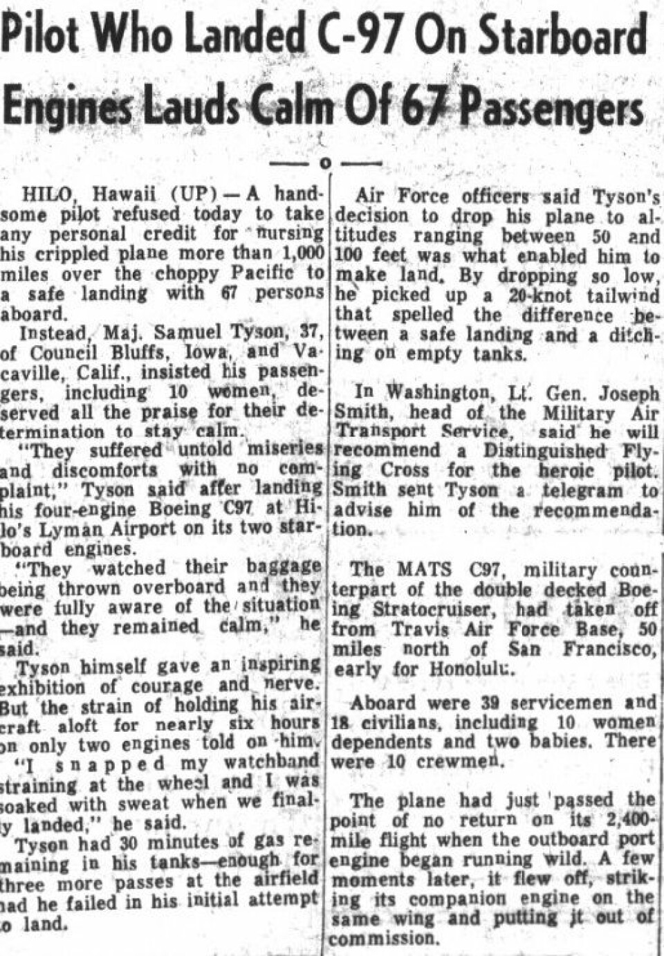 UTKLIPP: Utklipp som beskriver dramaet. Fra Panama American 10. august 1957.