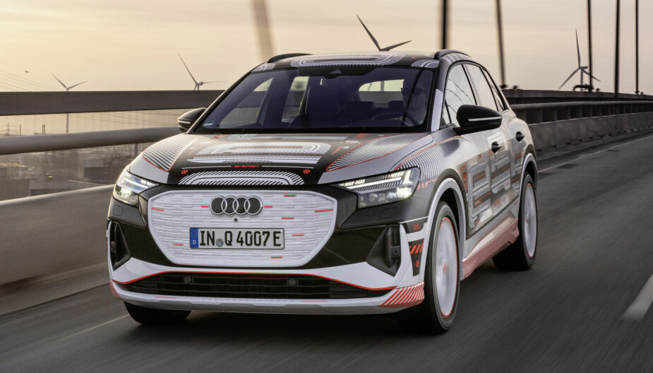 E-TRON: Nylig ble en kamuflert prototype på Audi e-tron Q4 vist frem.