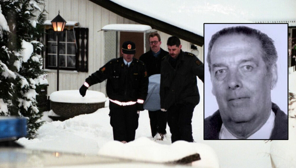 DRAP I LARVIK: Liket av Ronald Ramm blir båret fra hans bolig i Rødbergveien i Larvik i desember 1995.