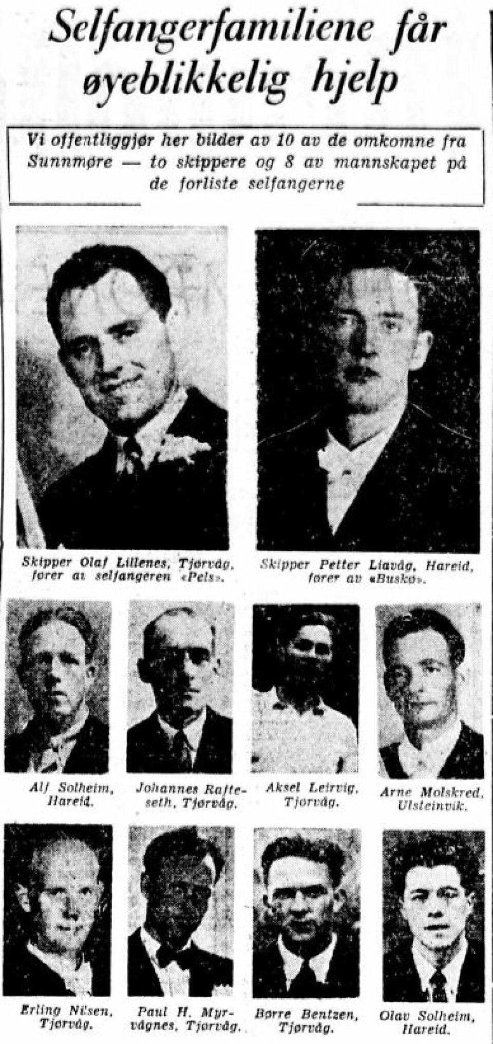 NØDHJELP: Tragediens omfang og de mange skjebnene rørte ved det norske folk. Over to millioner kroner, 300 gode årslønner, ble etter hvert samlet inn til de etterlatte av Røde Kors.