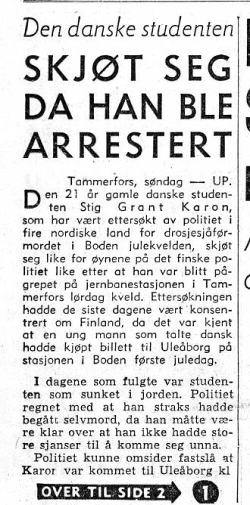 <b>SLUTTEN:</b> Fra Arbeiderbladet 30. desember 1957. Jakten er over, tragedien fullbyrdet.