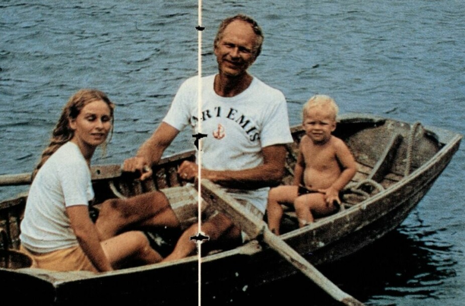 LEVDE FOR HAVET: Den norske jordomseileren med sin franske kone og deres 3 år gamle sønn Thomas.