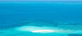 An aerial view of the coral reefs between Key West and Dry Tortugas in the Florida Straits