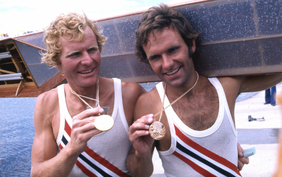 <b>LOPP TVERT:</b> Frank Hansen (t.v.) la opp som roer tvert da han og broren Alf ikke fikk forsvare OL-gullet fra Montreal i 1976 i 1980.