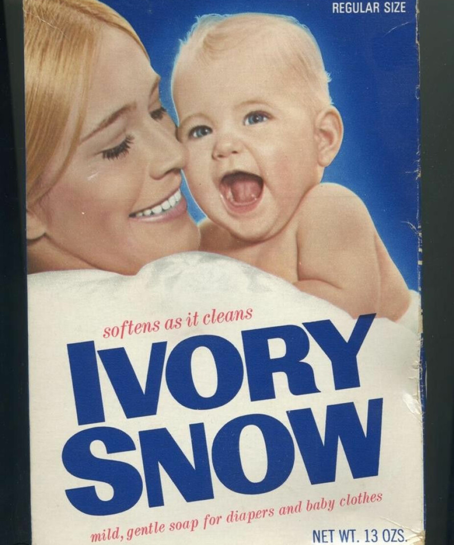 <b>SJOKK:</b> Da det ble kjent hva kvinnen på boksen til Ivory Snow-vaskemidlet hadde medvirket i, ble reklamekampanjen straks stanset.