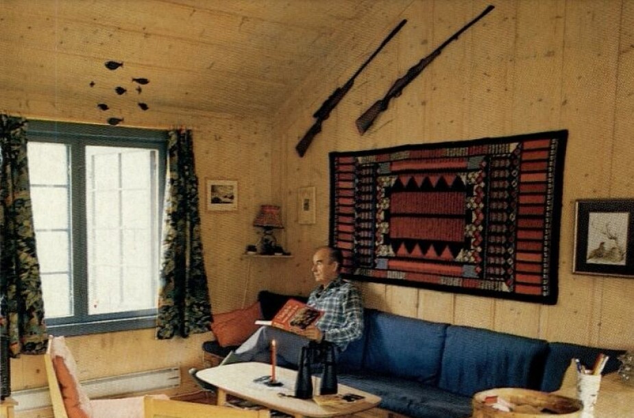 UTSIKT: Manus likte godt å nyte utsikten fra sofaen på hytta på Filefjell, helt nord i Valdres.