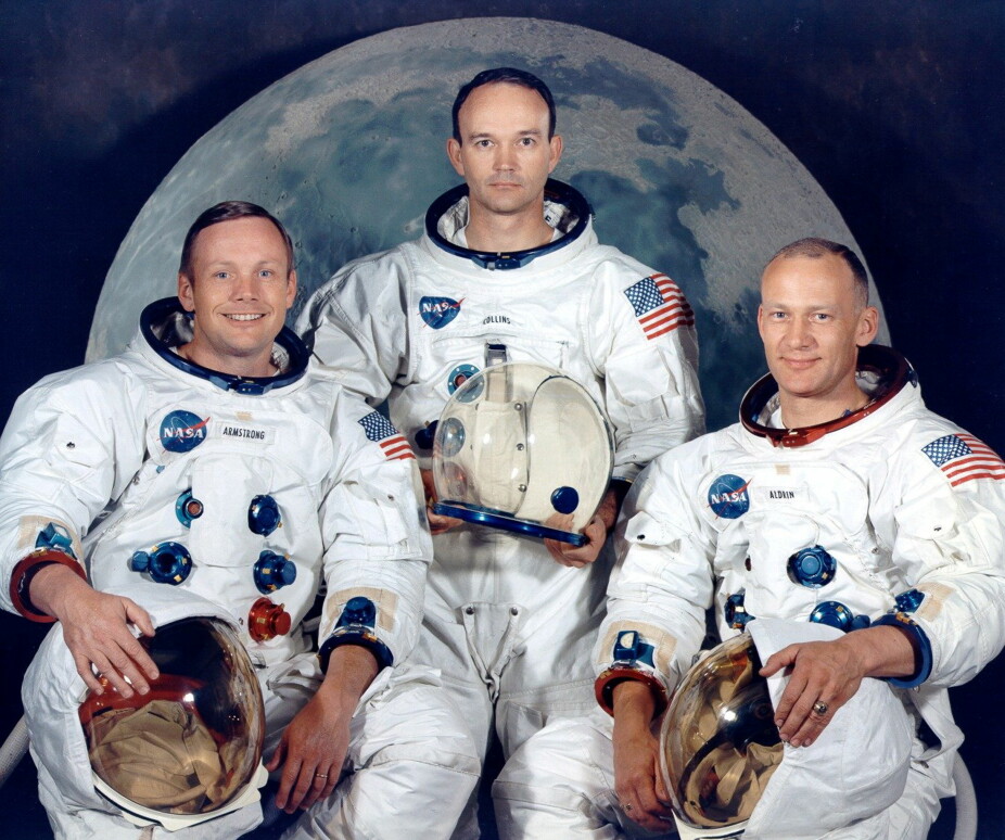 Mannskapet på Apollo 11 Neil A. Armstrong (t.v.), Michael Collins og Edwin Aldrin (t.h.) avbildet i juli 1969.