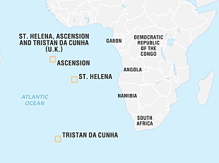 LANGT UTE PÅ HAVET: Tristan da Cunha ligger omtrent midt mellom Afrika og Sør-Amerika