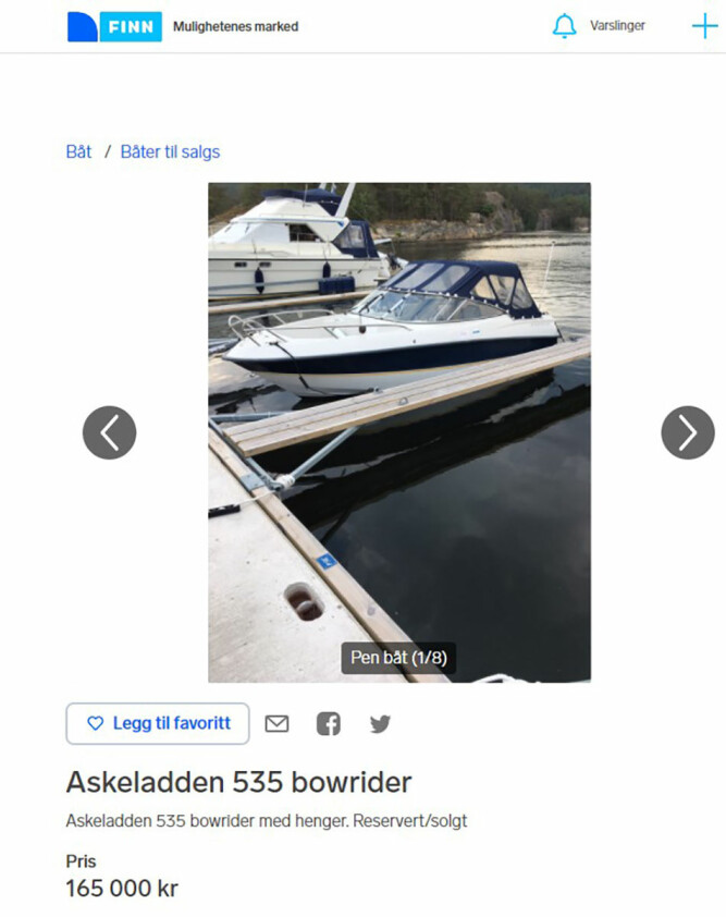 <b>HETT MARKED:</b> Populære båtmodeller, eksempelvis denne Askeladden 535 BR, forsvinner fort i dagens marked. 