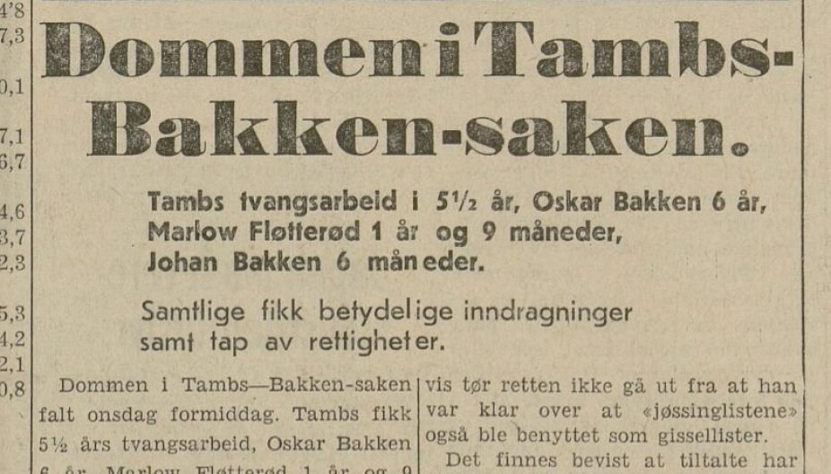 DØMT I LANDSSVIKOPPGJØRET: Erling Tambs ble dømt i 1947.