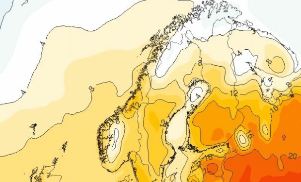<b>KJØLIG 17. MAI: </b>Midt-Norge kan få opp mot 12 varmegrader på 17. mai, mens resten av landet må nøye seg med temperaturer fra rundt 10 grader og nedover, slik det ser ut nå.