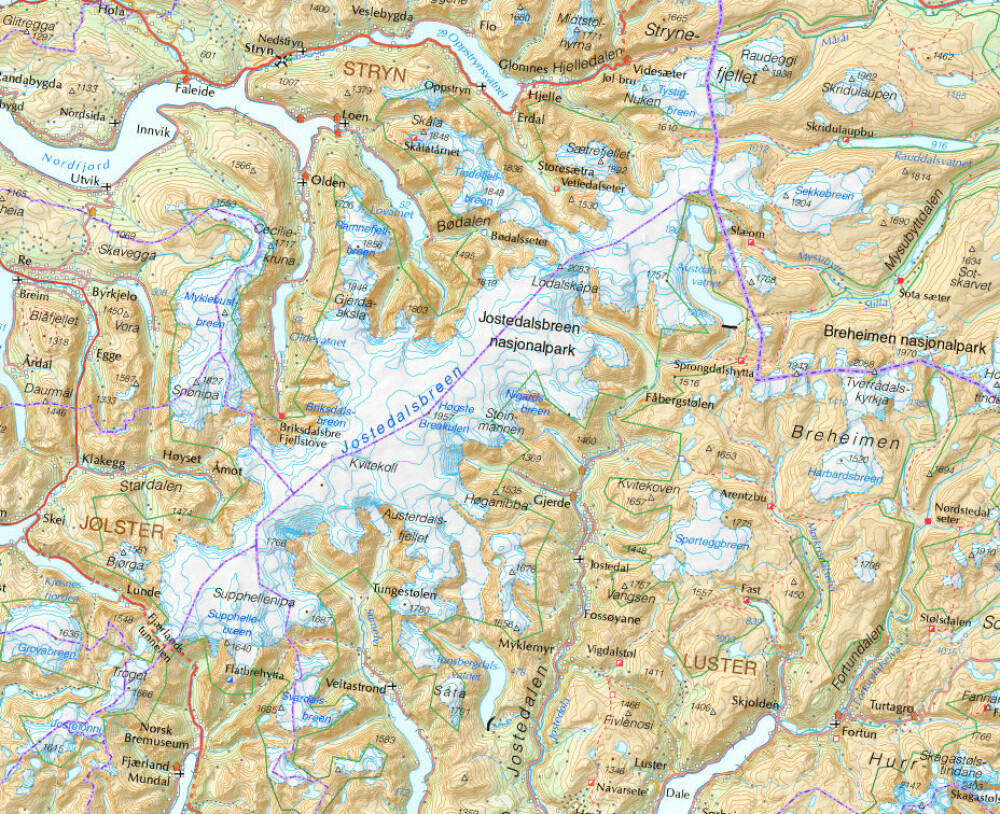 <b>STØRST:</b> Jostedalsbreen er den største breen på det europeiske fastlandet. 
