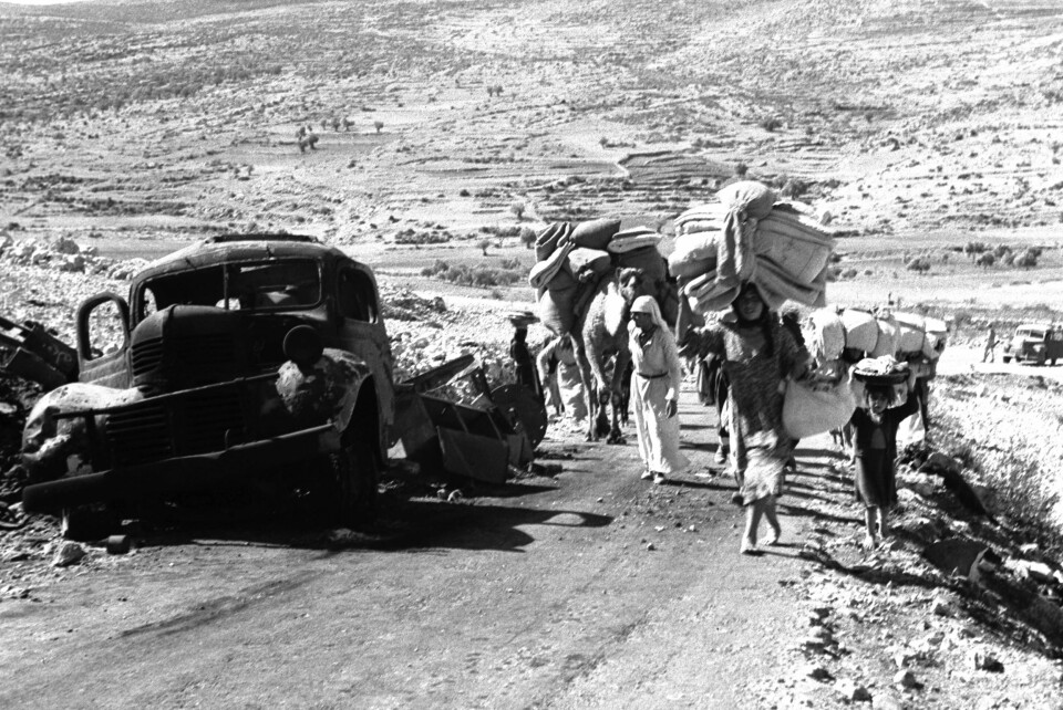 FLUKTEN: Israel gikk på offensiven og fordrev nærmere 800 000 palestinere fra sine hjem under krigen som fulgte FN-vedtaket om deling av Palestina. FNs generalsekretær Trygve Lie støttet den israelske politikken.