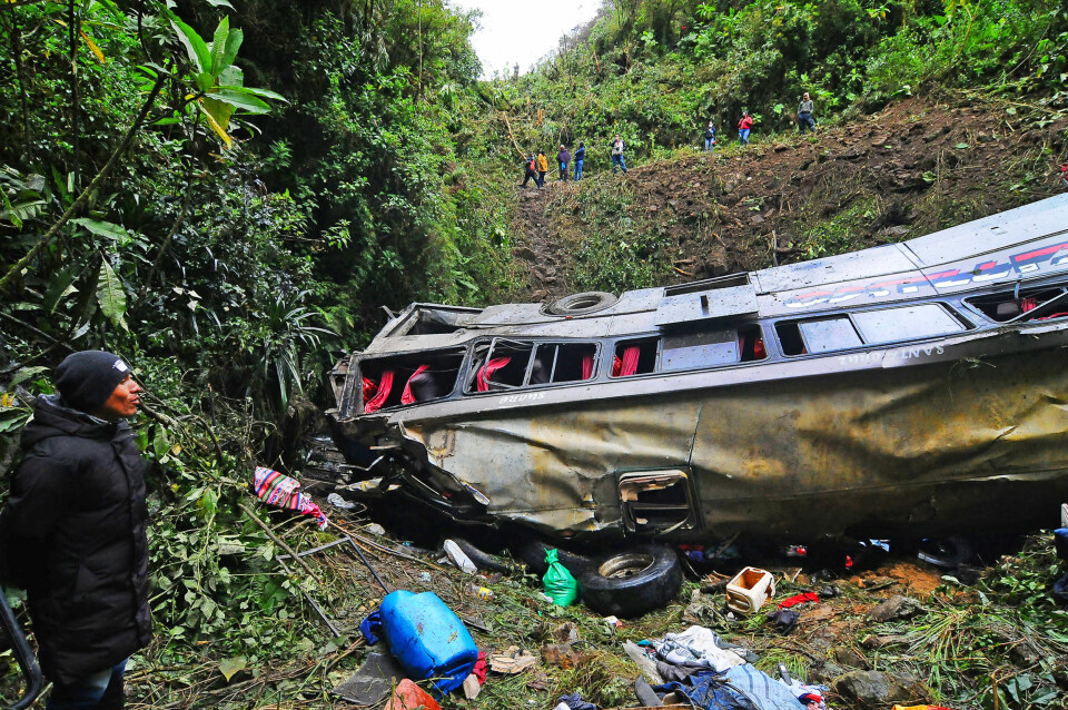 NYTT VRAK: Bussen Erwin satt på 2. mars i år, rullet 150 meter ned en skråning. 21 personer mistet livet i ulykken.