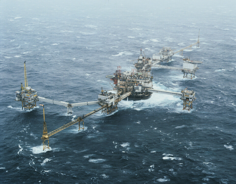 FJERNET: Installasjonene fra Ekofisk 1 og overbygningen på Tanken er for lengst fjernet, men understellet til den ikoniske Ekofisktanken finnes fortsatt på feltet.