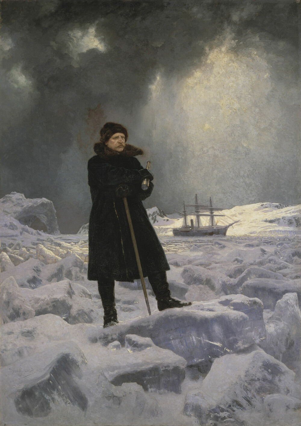 <b>SVENSKENES AMUNDSEN:</b> Adolf Erik Nordenskiöld erobret Nordøstpassasjen. Her helteaktig fremstilt av den svenske maleren Georg von Rosen.