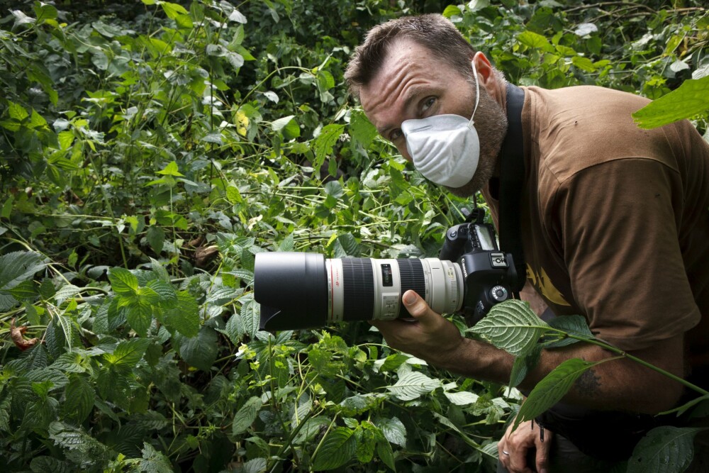 Haglund på jobb i Virunga nasjonalpark, Kongo.