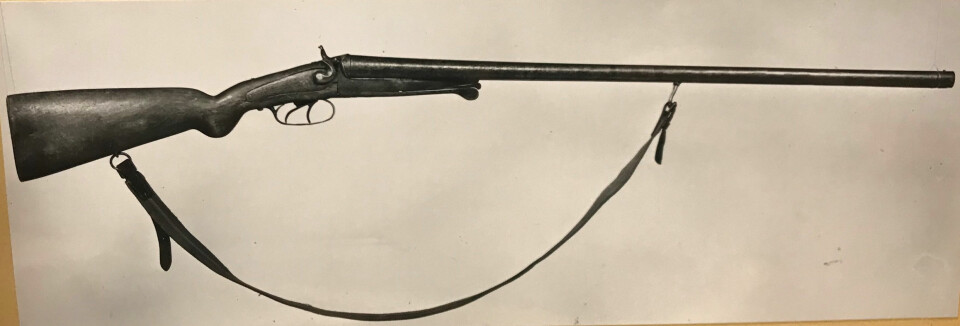 MULIG DRAPSVÅPEN: Dette haglgeværet tilhørte Børsemannen. Han bar det ofte med seg når han gikk i skogen.