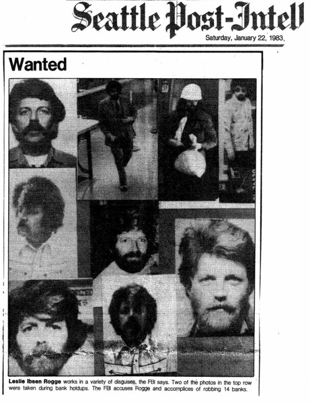 <b>FBIS MEST ETTERSØKTE:</b> Avisen i Leslies barndomsby Seattle publiserte flere ganger FBIs ettersøkning etter gentlemans-bankrøveren.