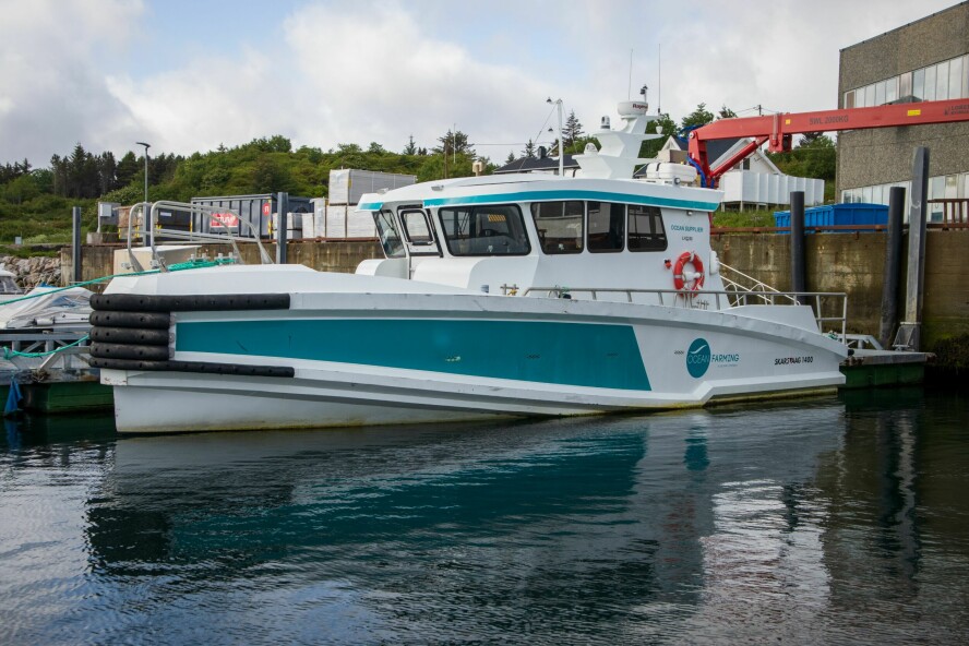 VIKTIG LEDD: Skarsvaag 1400 «Ocean Supplier» transporterer folk og utstyr til havmerden «Ocean Farm 1». 'Ocean Supplier' er Skarsvaags første 1400-modell.