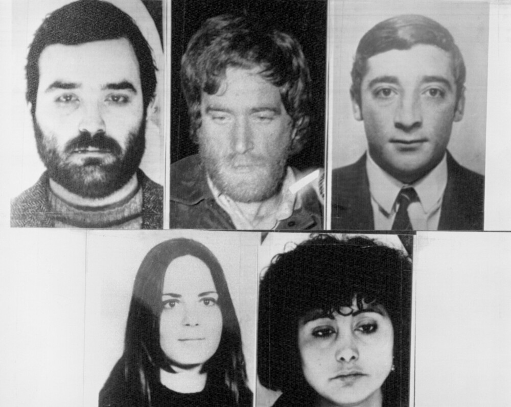 <b>RØDE BRIGADER:</b> Fem av de over 20 Røde Brigade-medlemmene som var mistenkt for å ha deltatt i bortføringen og drapet på Aldo Moro. Mario Moretti, øverst til høyre, var mannen som henrettet ham. 