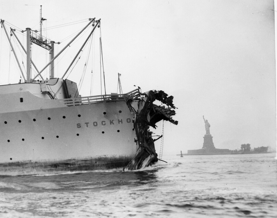 HOLDT SEG FLYTENDE: MS «Stockholm» var på vei til Göteborg, men kom aldri lenger enn til Nantucket før hun ble del av en av de største skipskatastrofene i USA. Her etter retur til New York.