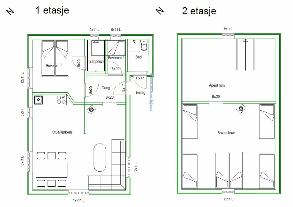 FØR: Slik er planløsningen opprinnelig.