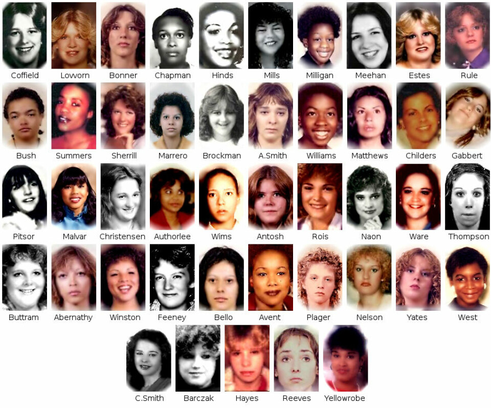 OFRENE: Dette skal være bare drøyt halvparten de unge kvinnene Green River-morderen voldtok og drepte.