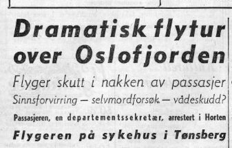 ATTENTAT: Fra Arbeiderbladets forside, 18. august 1948.