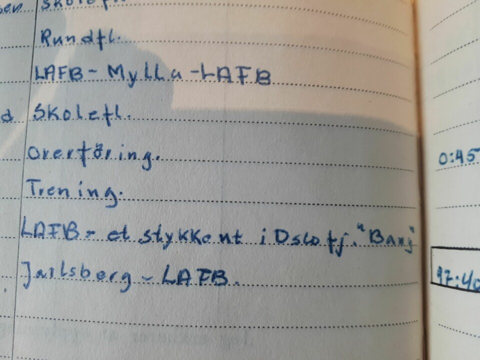 BANG: Alv Strengehagen omtalte denne hendelsen med ett eneste ord i loggboken.