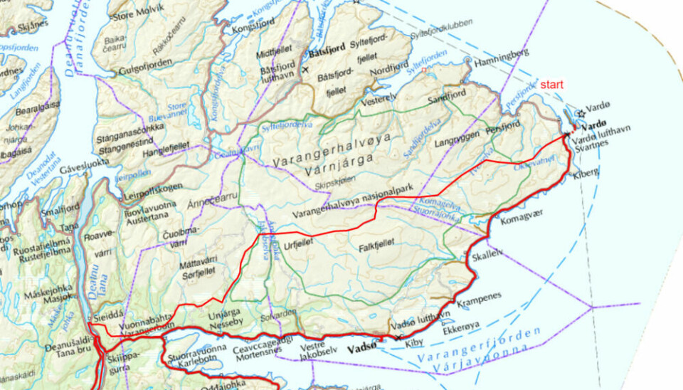 START: Reisen deres startet i Vardø. Destinasjonsmålet er Alta. Likevel understreker de at destinasjonen ikke er hovedmålet. Opplevelsen er hovedmålet deres.