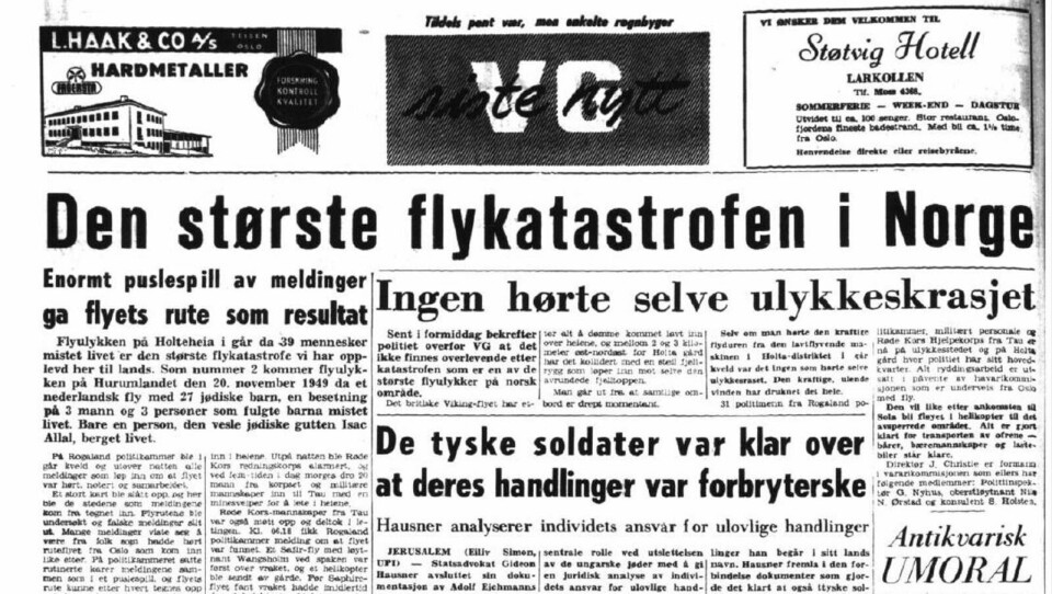 FAKSIMILE: VG fra 1961.